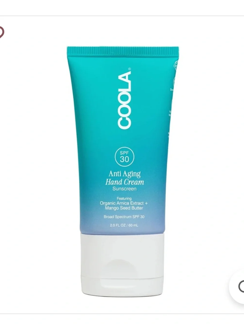 NWOB COOLA Anti-Aging Hand Cream sunscreen 2.0fl oz SPF 30